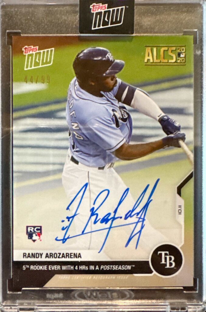 2020 Topps Now 399A Randy Arozarena RC On-Card Auto /99 Rays ALCS