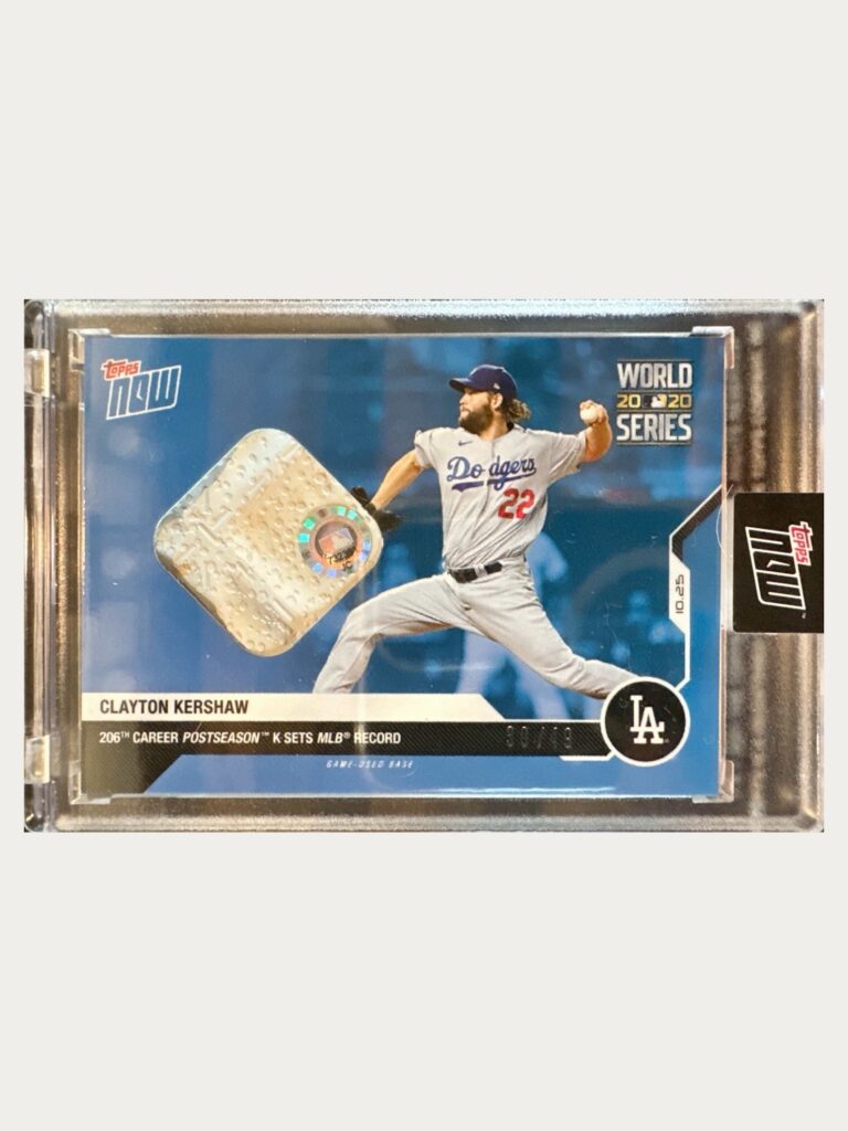 2020 Topps Now 472B Clayton Kershaw World Series Game-Used Base Relic /49 Dodgers