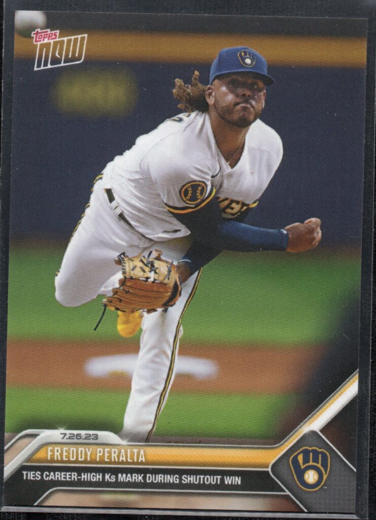 2023 Topps Now #621 Freddy Peralta Brewers Ties Career-High 13 Strikeouts