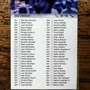 2022 Topps Now Checklist #301-400 PR-698